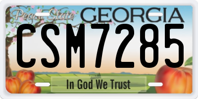GA license plate CSM7285