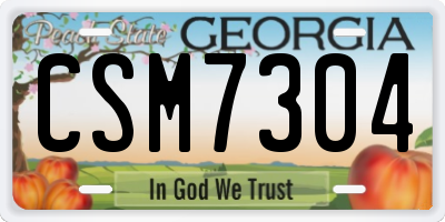 GA license plate CSM7304