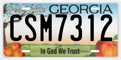 GA license plate CSM7312