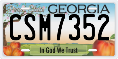 GA license plate CSM7352