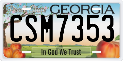 GA license plate CSM7353