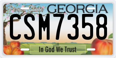GA license plate CSM7358
