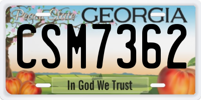 GA license plate CSM7362