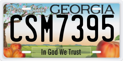 GA license plate CSM7395