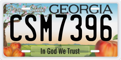 GA license plate CSM7396
