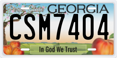 GA license plate CSM7404