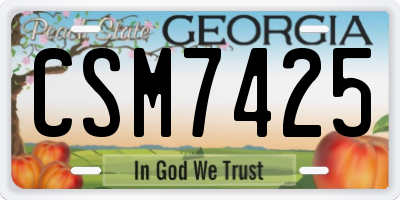 GA license plate CSM7425