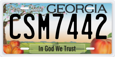 GA license plate CSM7442