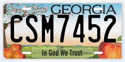 GA license plate CSM7452