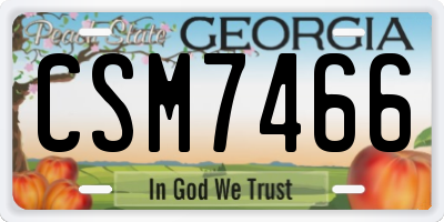 GA license plate CSM7466