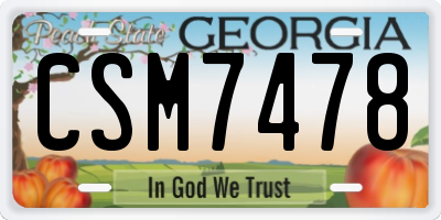 GA license plate CSM7478