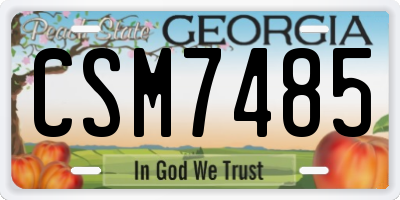 GA license plate CSM7485