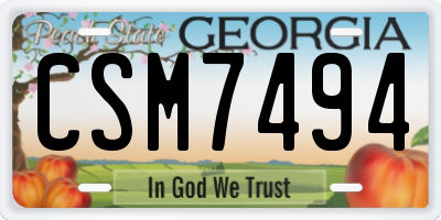 GA license plate CSM7494