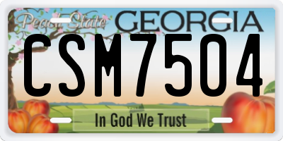 GA license plate CSM7504