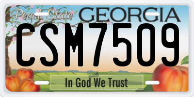 GA license plate CSM7509