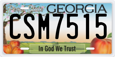 GA license plate CSM7515