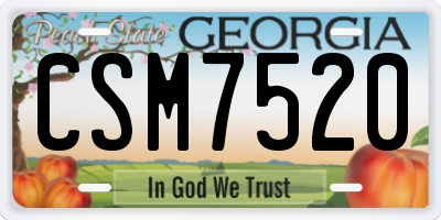 GA license plate CSM7520