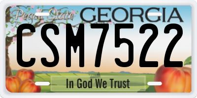 GA license plate CSM7522