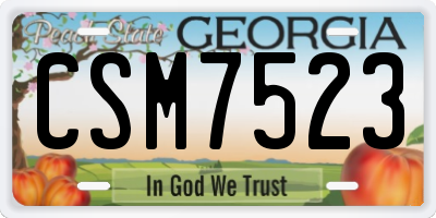 GA license plate CSM7523