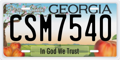 GA license plate CSM7540