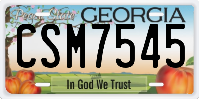 GA license plate CSM7545