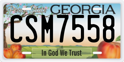 GA license plate CSM7558