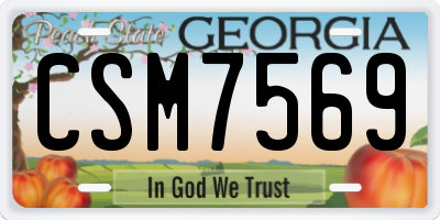 GA license plate CSM7569