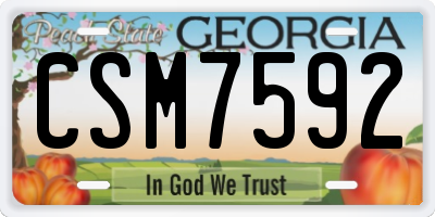 GA license plate CSM7592