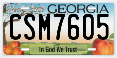GA license plate CSM7605