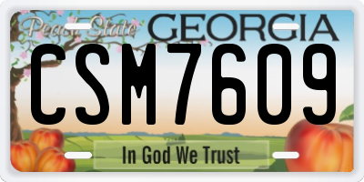 GA license plate CSM7609
