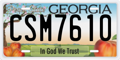GA license plate CSM7610