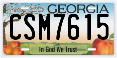 GA license plate CSM7615