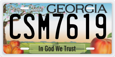 GA license plate CSM7619