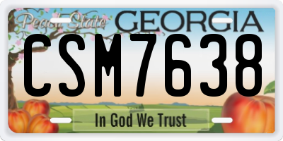 GA license plate CSM7638