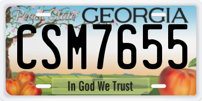 GA license plate CSM7655