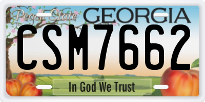 GA license plate CSM7662