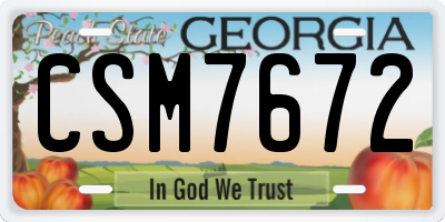 GA license plate CSM7672