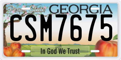 GA license plate CSM7675