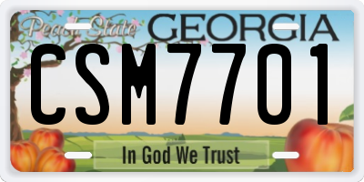 GA license plate CSM7701