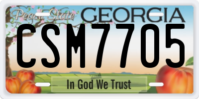 GA license plate CSM7705