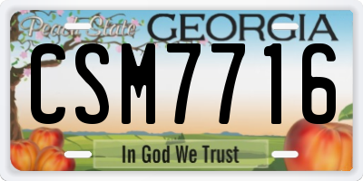 GA license plate CSM7716