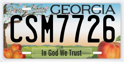 GA license plate CSM7726