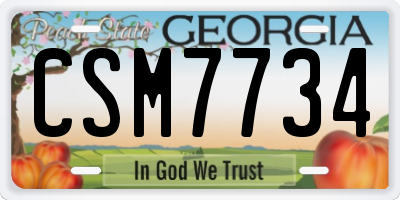 GA license plate CSM7734