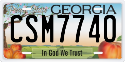 GA license plate CSM7740