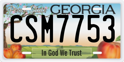 GA license plate CSM7753