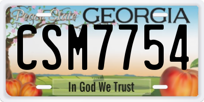 GA license plate CSM7754