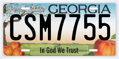 GA license plate CSM7755
