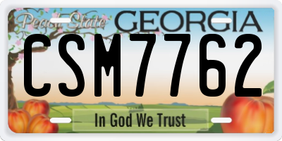 GA license plate CSM7762