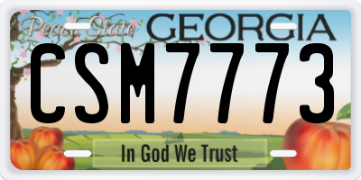 GA license plate CSM7773
