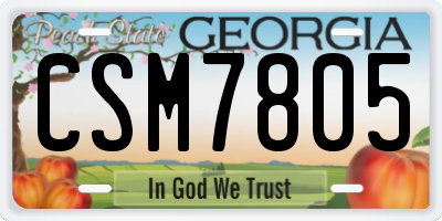 GA license plate CSM7805